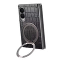 Heavy-Duty Magnetic PU Leather Case with Double Hinge & Ring Stand for Samsung Galaxy Z Fold 8 / 8 Ultra / 7 / 6