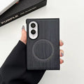 Premium PU Leather Magnetic Case for Samsung Galaxy Z Fold8 / Fold7 / Fold6 – Wood Grain Shockproof Cover