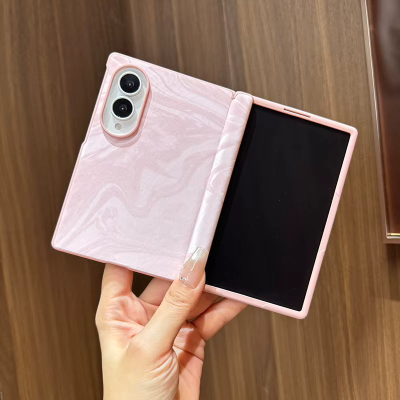 Trendy leather-textured PU leather phone case with built-in large central magnet and integrated screen protector for Samsung Z Fold 8 7 6