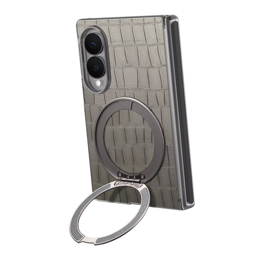 Heavy-Duty Magnetic PU Leather Case with Double Hinge & Ring Stand for Samsung Galaxy Z Fold 8 / 8 Ultra / 7 / 6