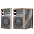 Protective case for Z Fold mobile phone with 360° magnetic rotating stand and wireless charging, animal pattern