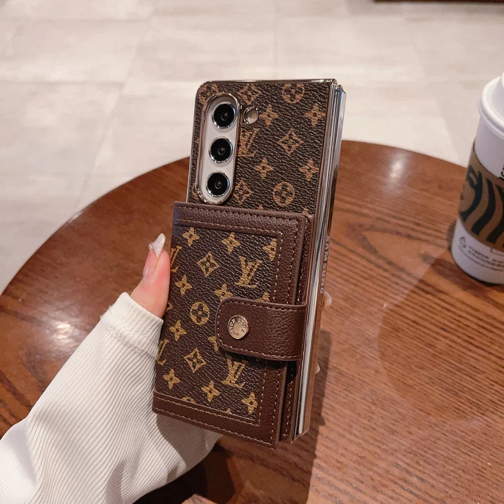 Luxury Monogram Wallet Case with Card Holder for Samsung Galaxy Z Fold 7 & Z Fold 6