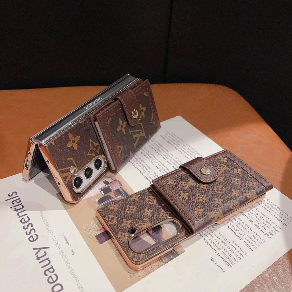 Luxury Monogram Wallet Case with Card Holder for Samsung Galaxy Z Fold 7 & Z Fold 6