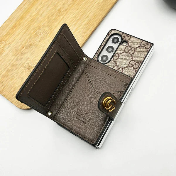 Luxury Monogram Wallet Case with Card Holder for Samsung Galaxy Z Fold 7 & Z Fold 6