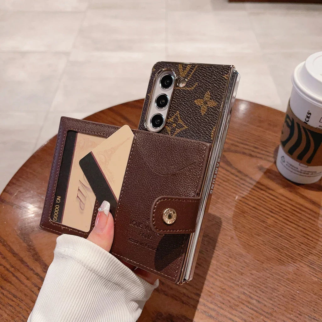 Luxury Monogram Wallet Case with Card Holder for Samsung Galaxy Z Fold 7 & Z Fold 6