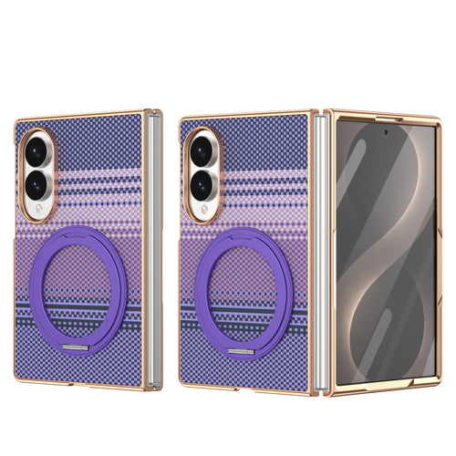 Protective case for Z Fold mobile phone with 360° magnetic rotating stand and wireless charging, animal pattern