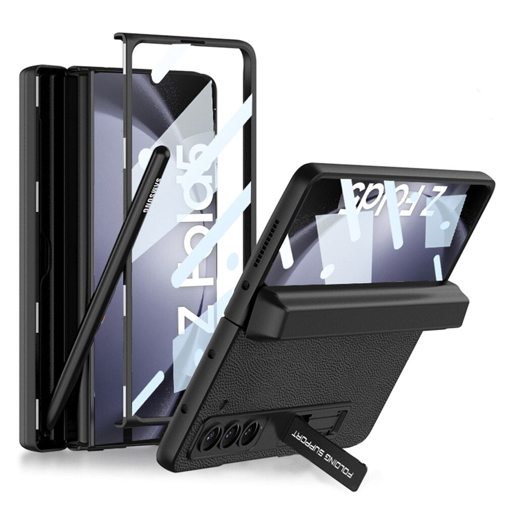 Magnetic Leather Case with Hinge Pen Slot For Samsung Galaxy Z Fold 5