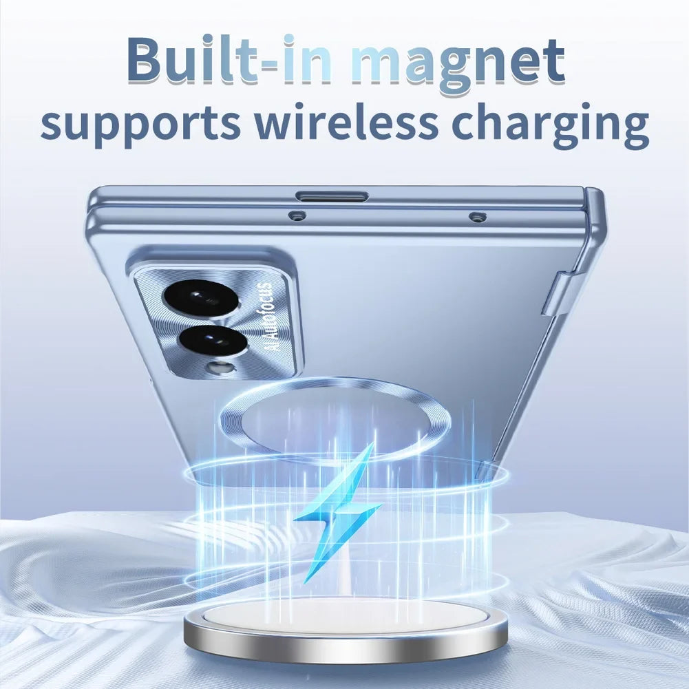 Magnetic Hinge Case with Glass & Stylus For Galaxy Z Fold Series