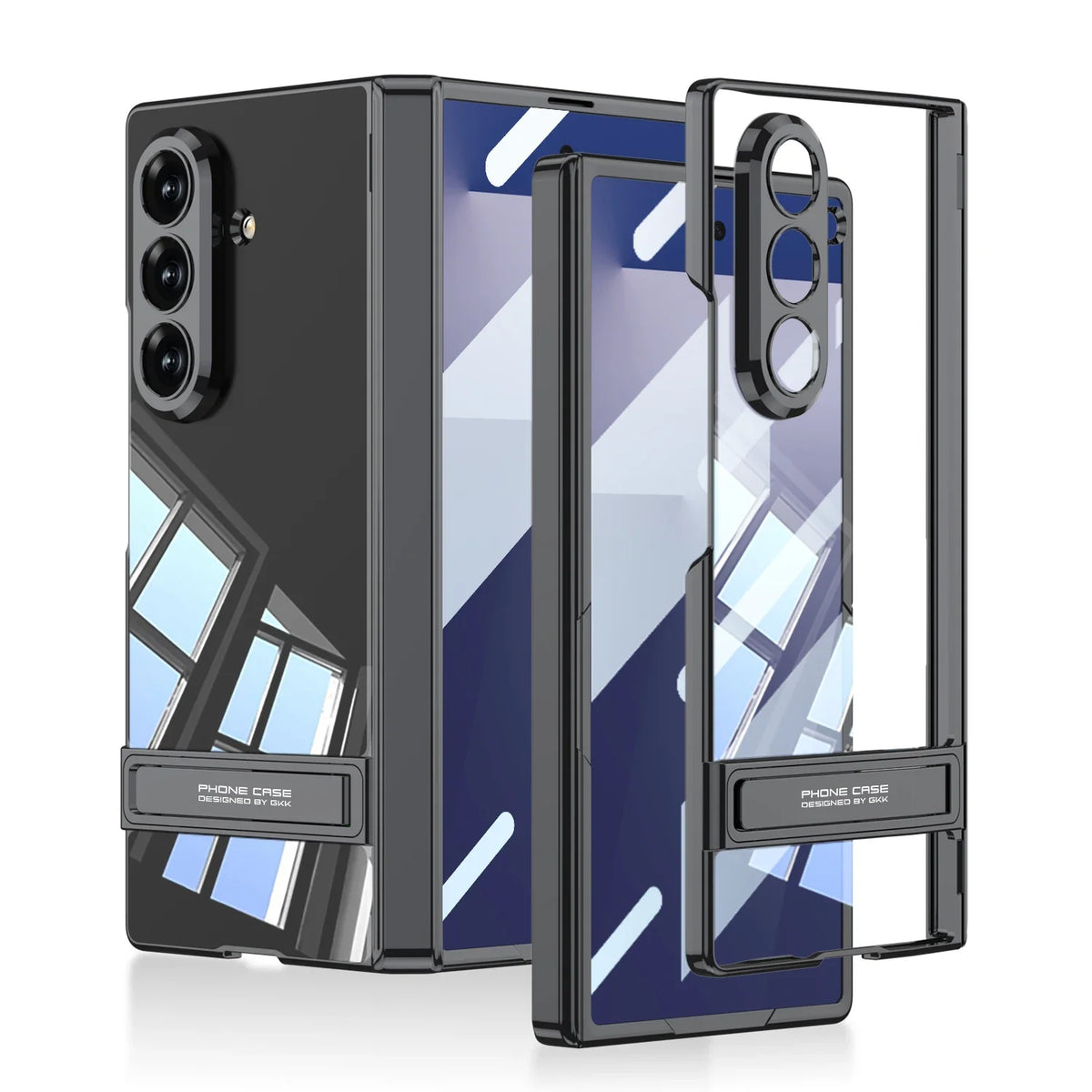 Clear Kickstand Armor Case with Hinge Protection