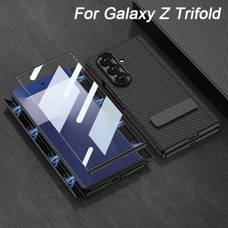 Leather Stand Case With Hinge Protection for Galaxy Z TriFold