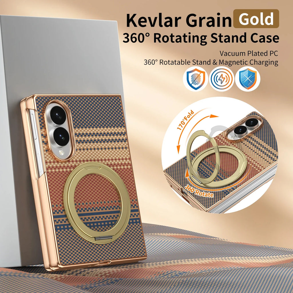 Kevlar Magnetic Ring Stand Case with Hinge Protection
