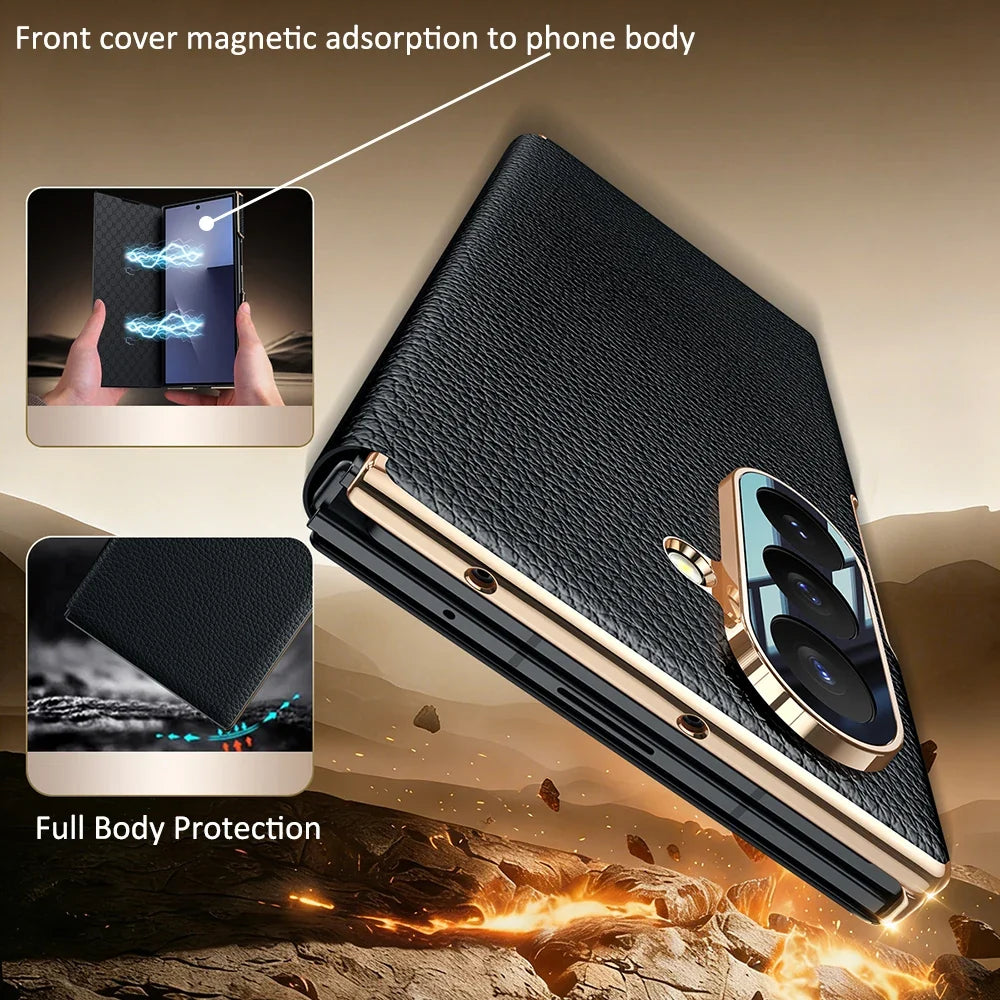 Luxury Magnetic Leather Case For Galaxy Z TriFold