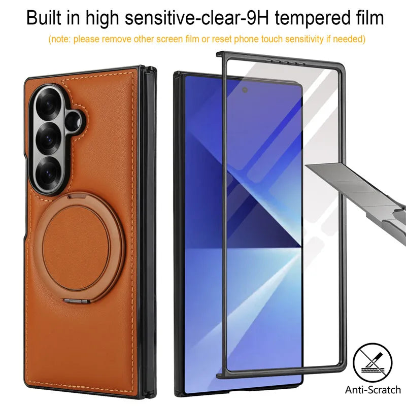 Leather Magnetic Case with Ring Stand