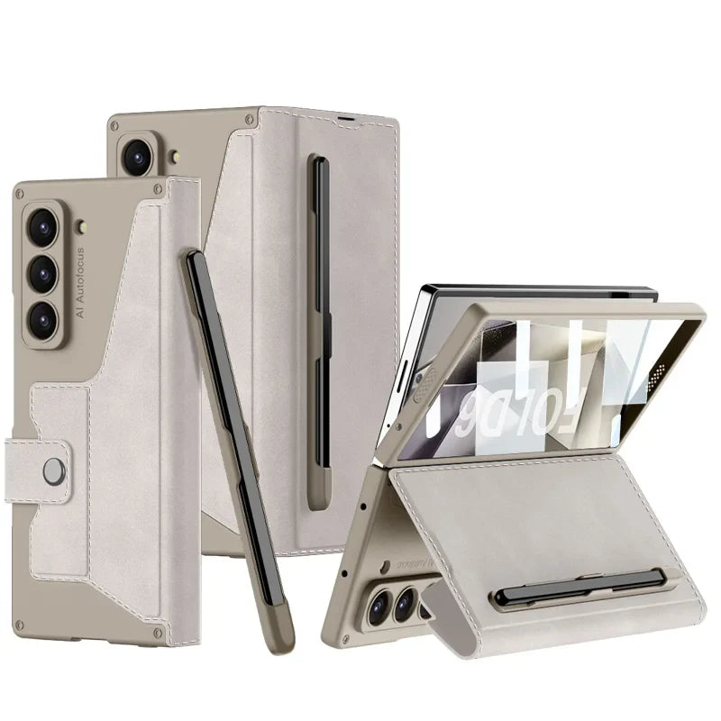 Shockproof Leather Case with Screen Protection For Samsung Galaxy Z Fold 6