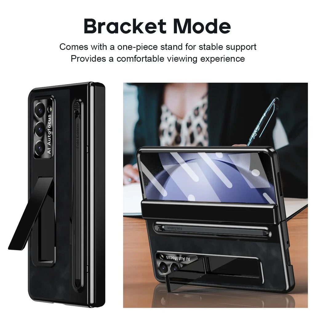Shockproof Leather Case with Bracket & Touch Pen For Galaxy Z Fold 5