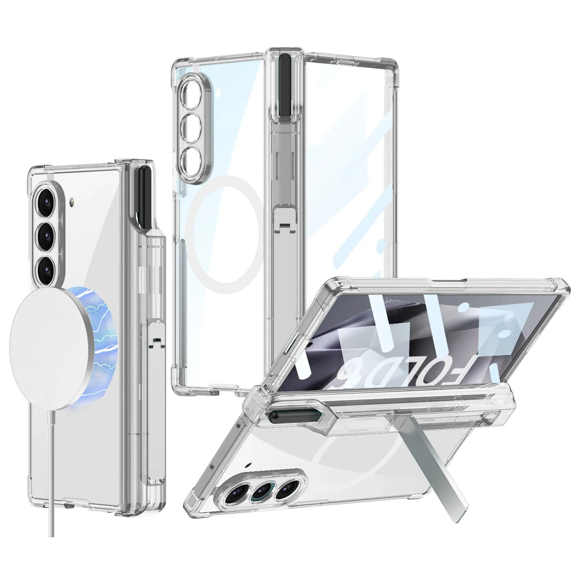 Transparent Shockproof Case with Bracket For Samsung Galaxy Z Fold 6