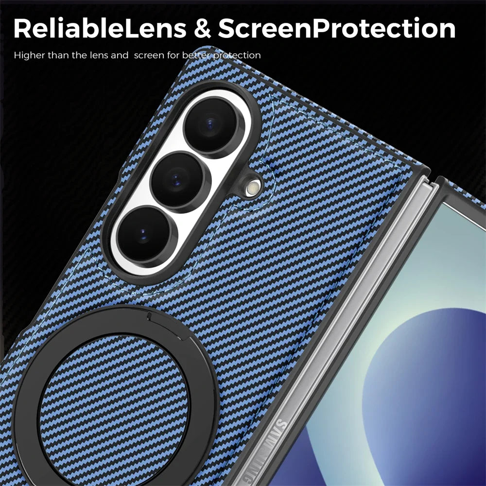 Carbon Fiber MagSafe Ring Stand Case For Galaxy Z Fold