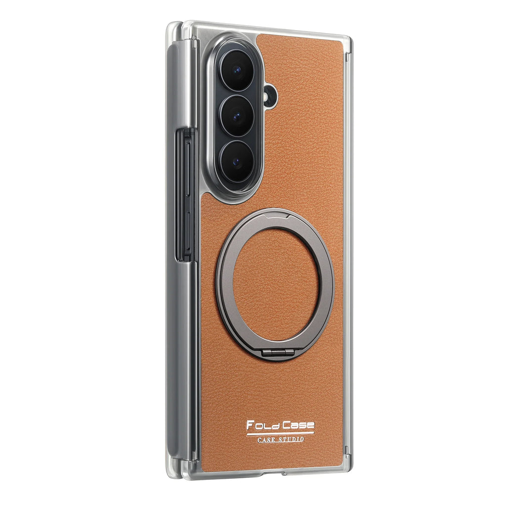 Magnetic Leather Ring Stand Case