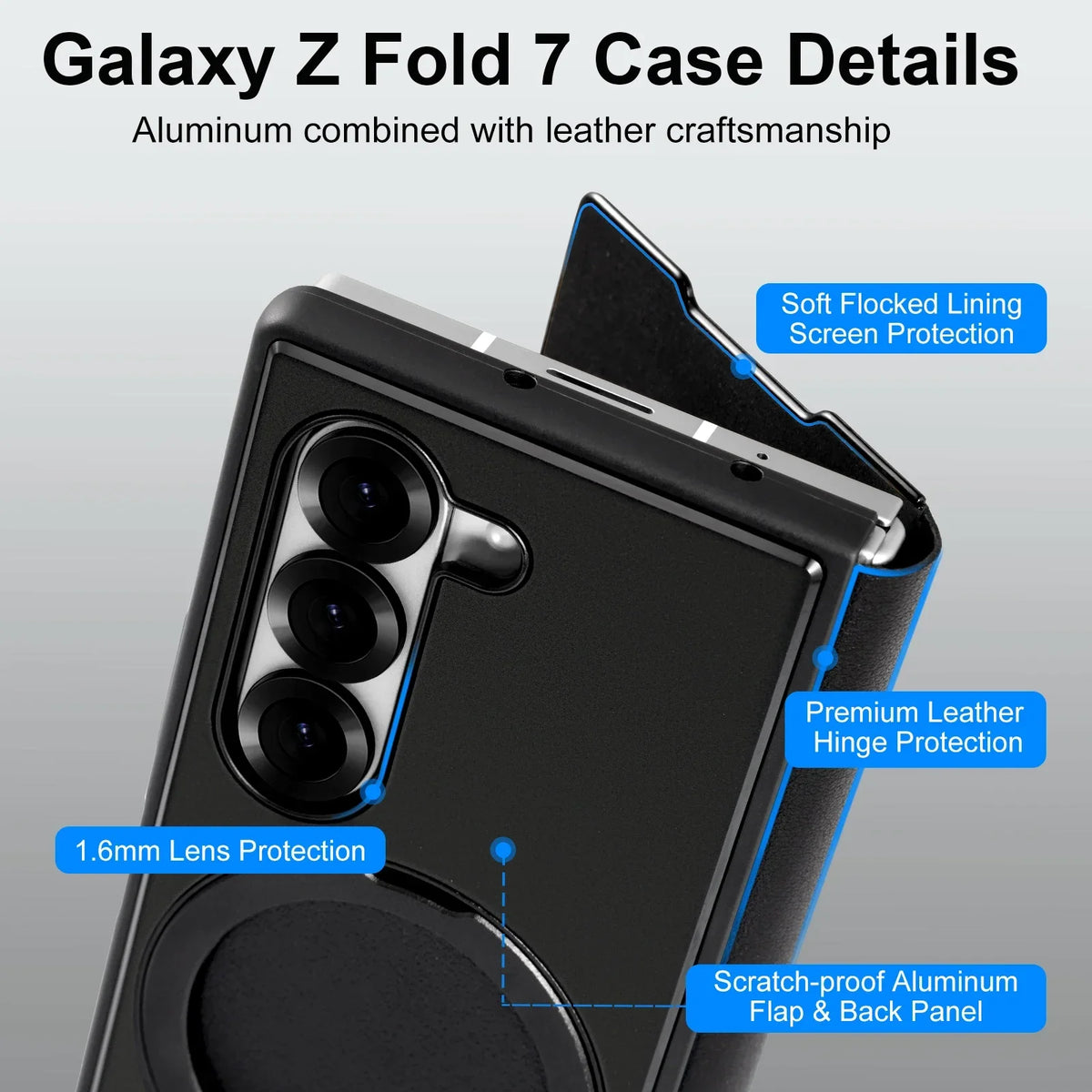 Full Protection Magnetic Ring Stand For Z Fold 7