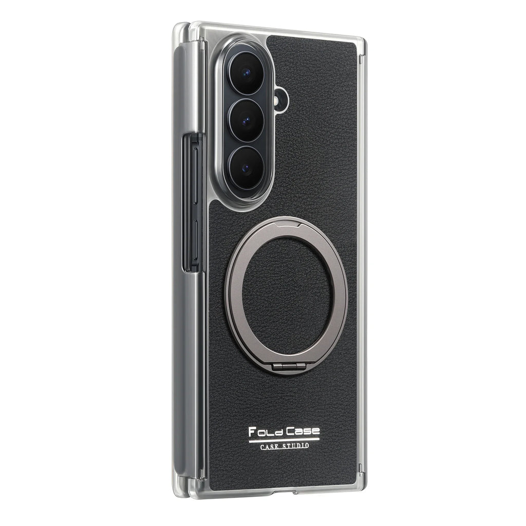 Magnetic Leather Ring Stand Case