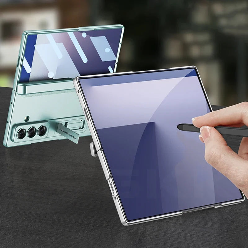 Magnetic Hinge Protective Case with Stand & Pen Holder