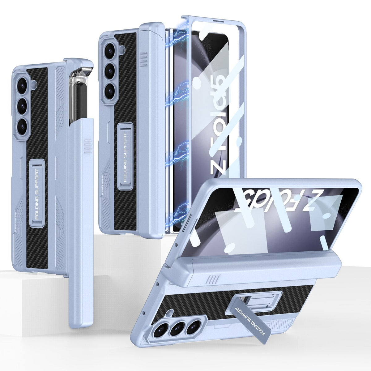 Armor Case with Magnetic Hinge Protection & Slide Pen Holder For Samsung Galaxy Z Fold 5
