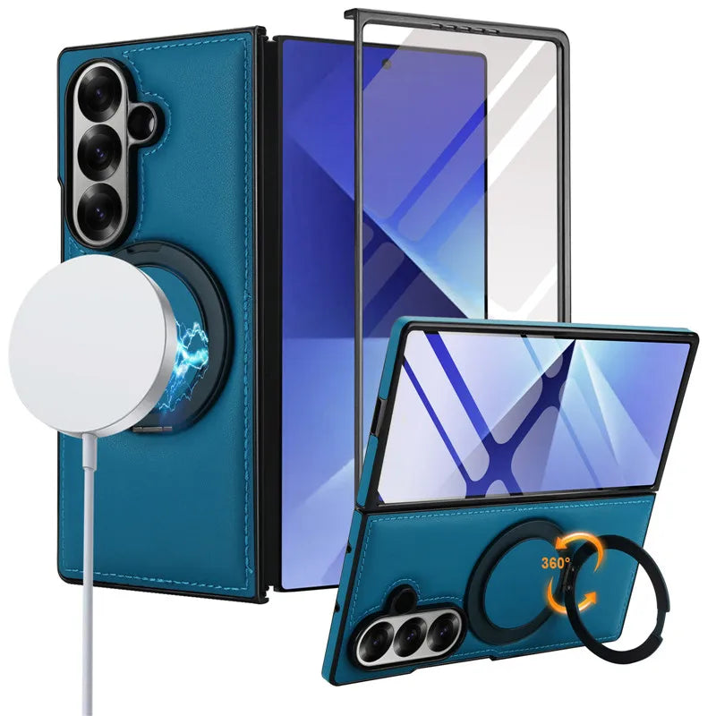 Leather Magnetic Case with Ring Stand