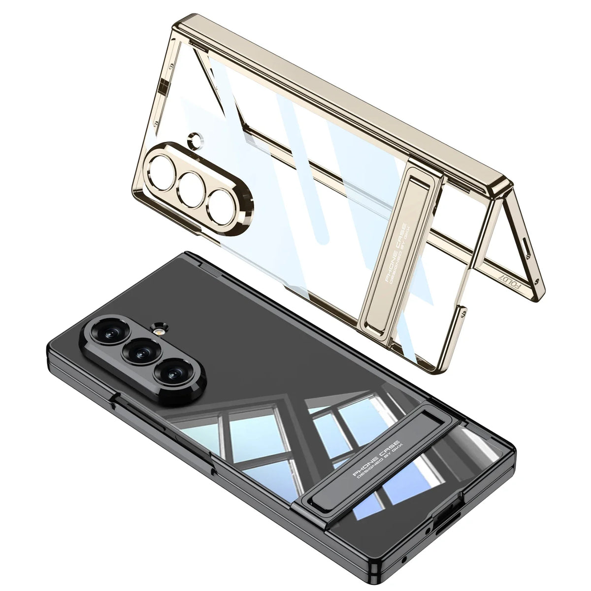 Clear Kickstand Armor Case with Hinge Protection