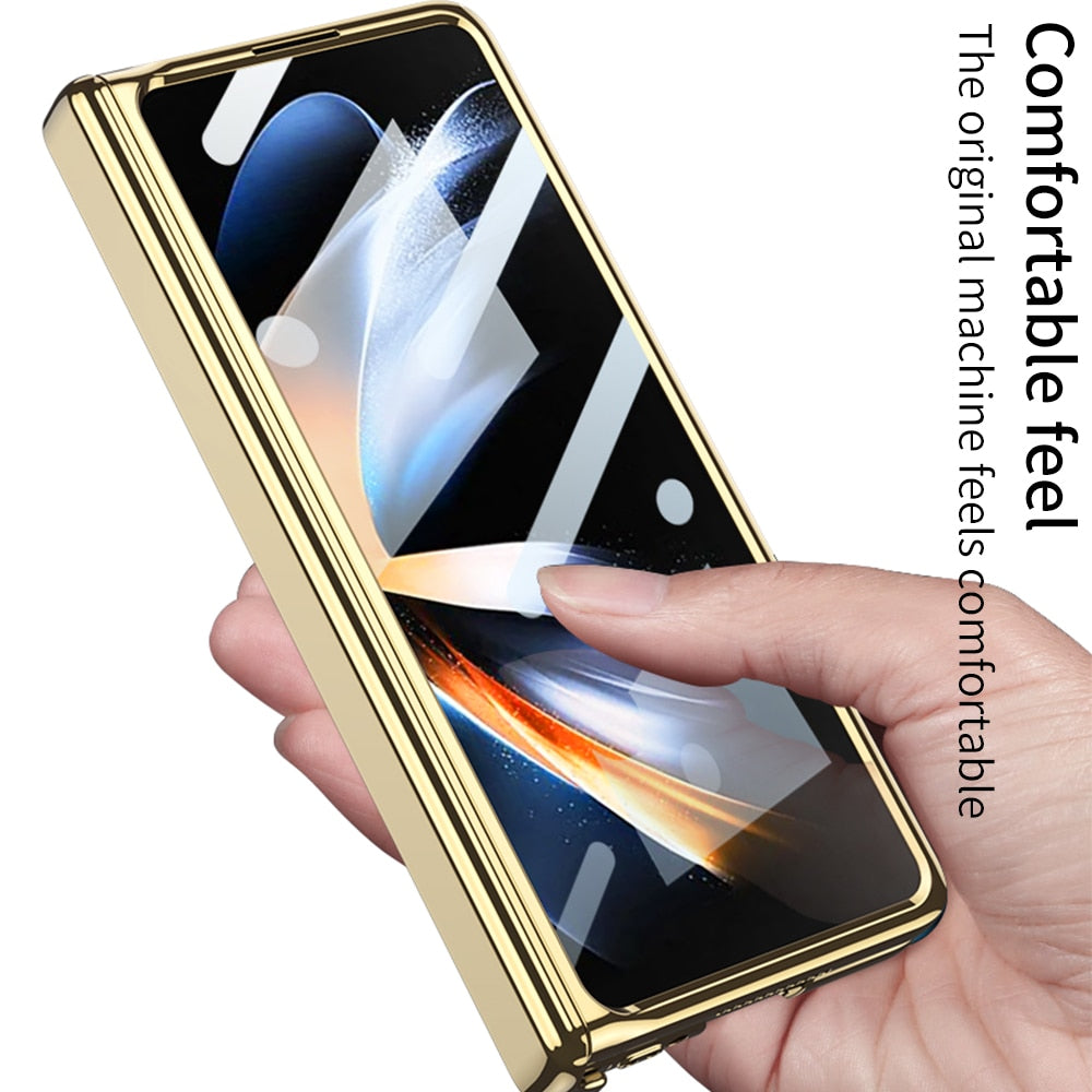 Magnetic Hinge Case with Glass Film Protective for Samsung Galaxy Z Fold 4