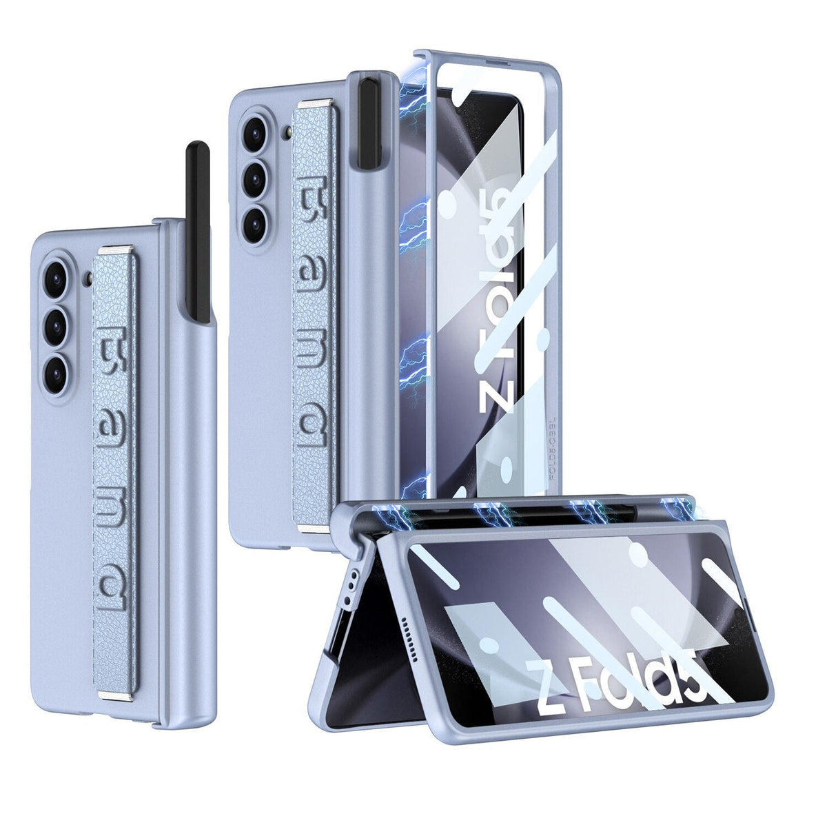 Z Fold 5 Case | Magnetic Hinge Wristband Phone Cover