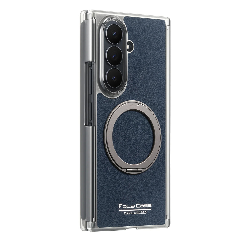 Magnetic Leather Ring Stand Case