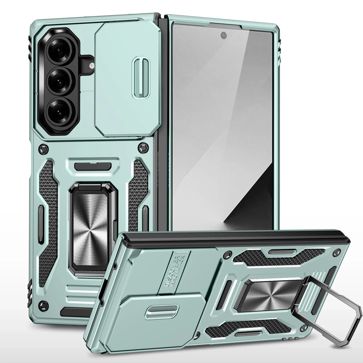 Rugged Armor Sliding Camera Case with Metal Kickstand