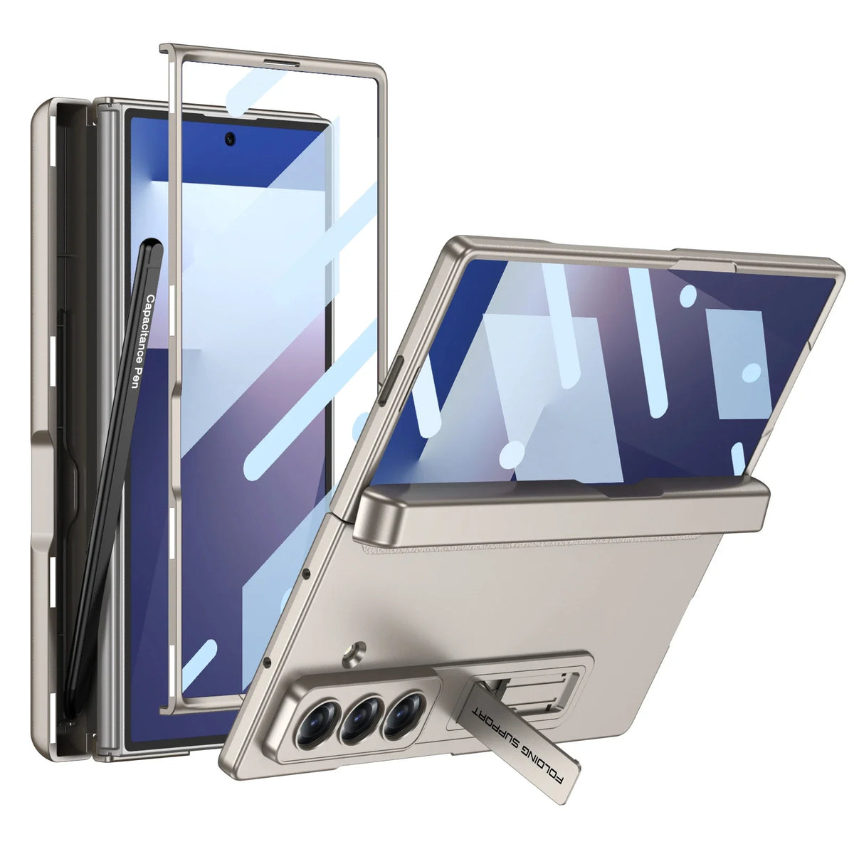 Magnetic Hinge Protective Case with Stand & Pen Holder