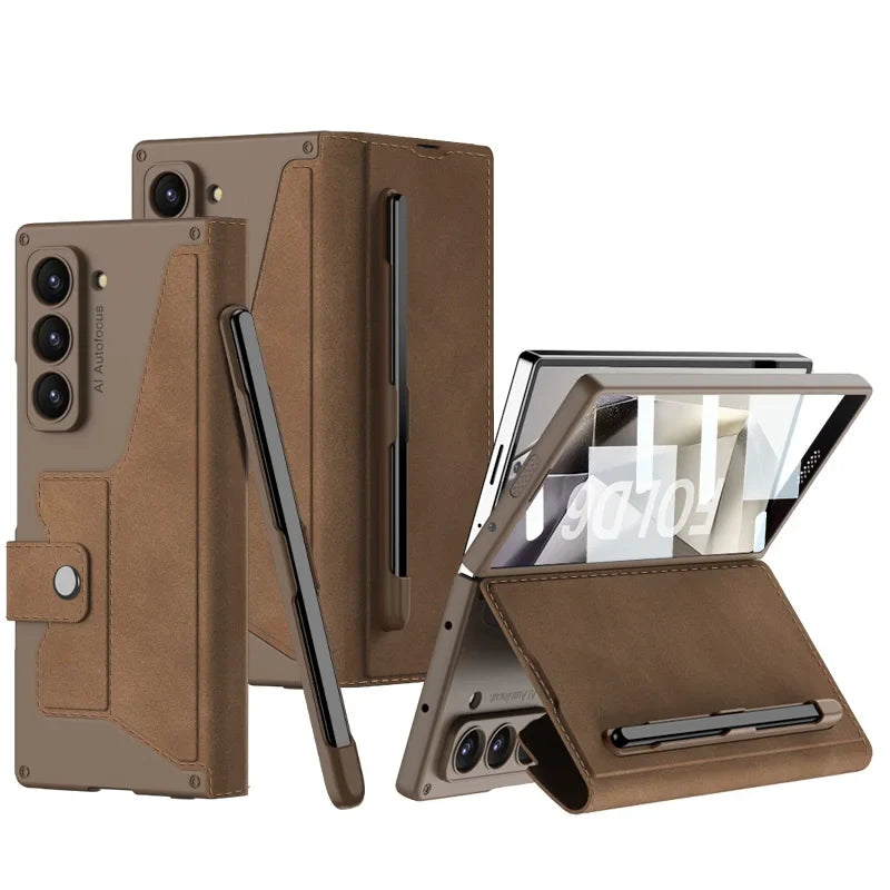 Shockproof Leather Case with Screen Protection For Samsung Galaxy Z Fold 6