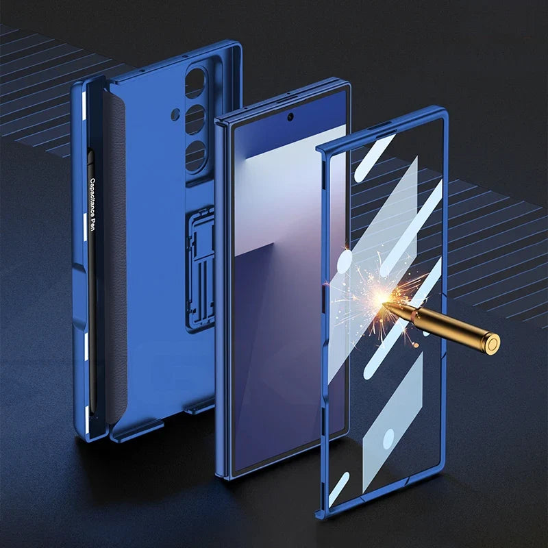 Magnetic Hinge Protective Case with Stand & Pen Holder