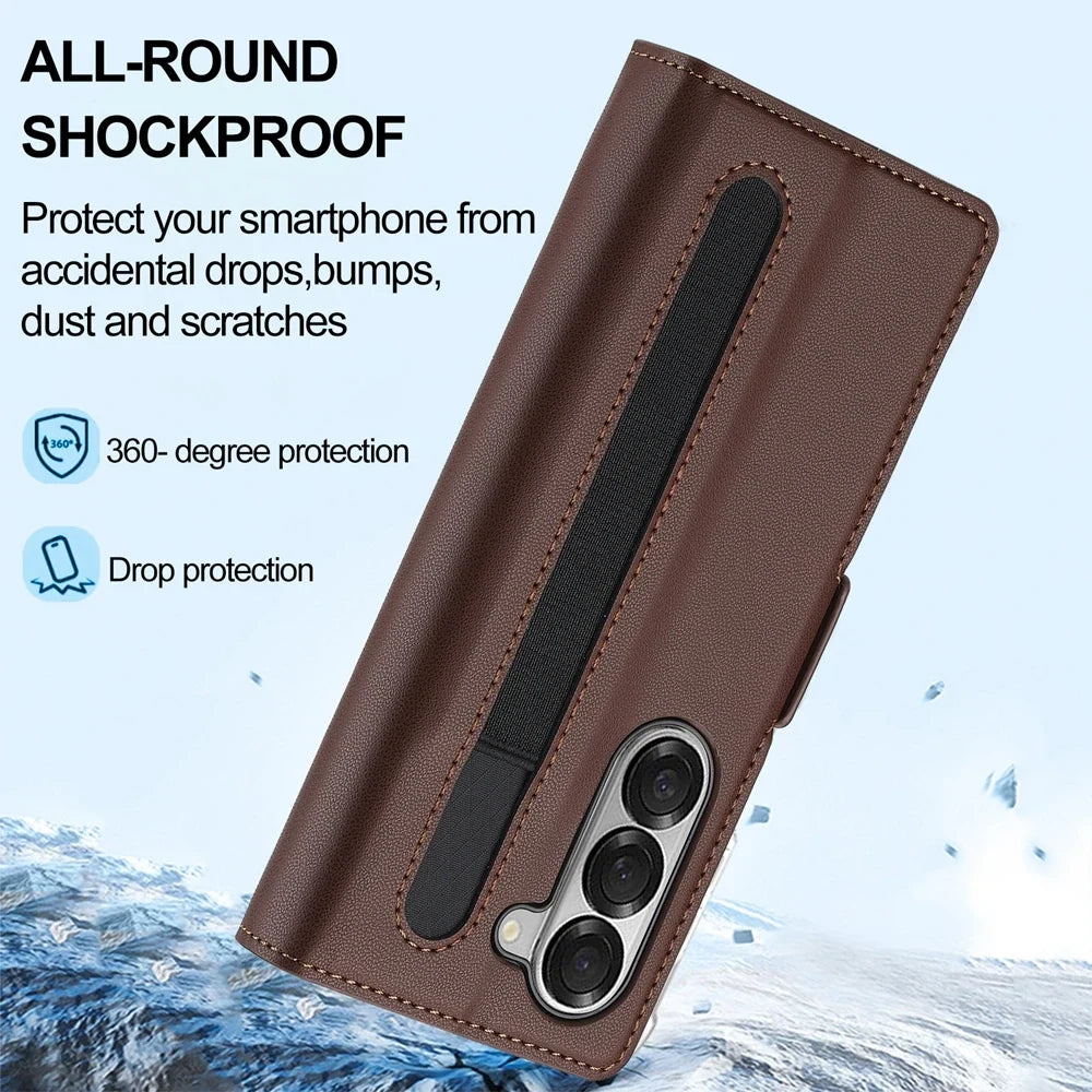 Leather Wallet Case with Card Holder & Kickstand