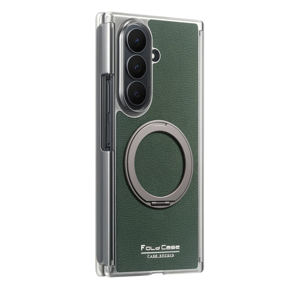 Magnetic Leather Ring Stand Case