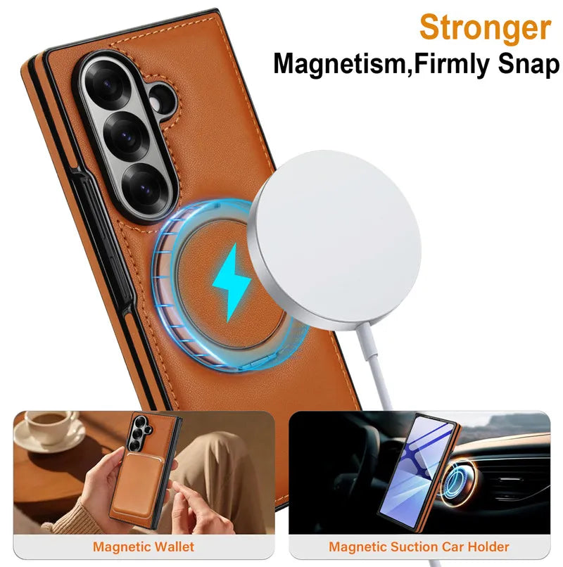 Leather Magnetic Case with Ring Stand