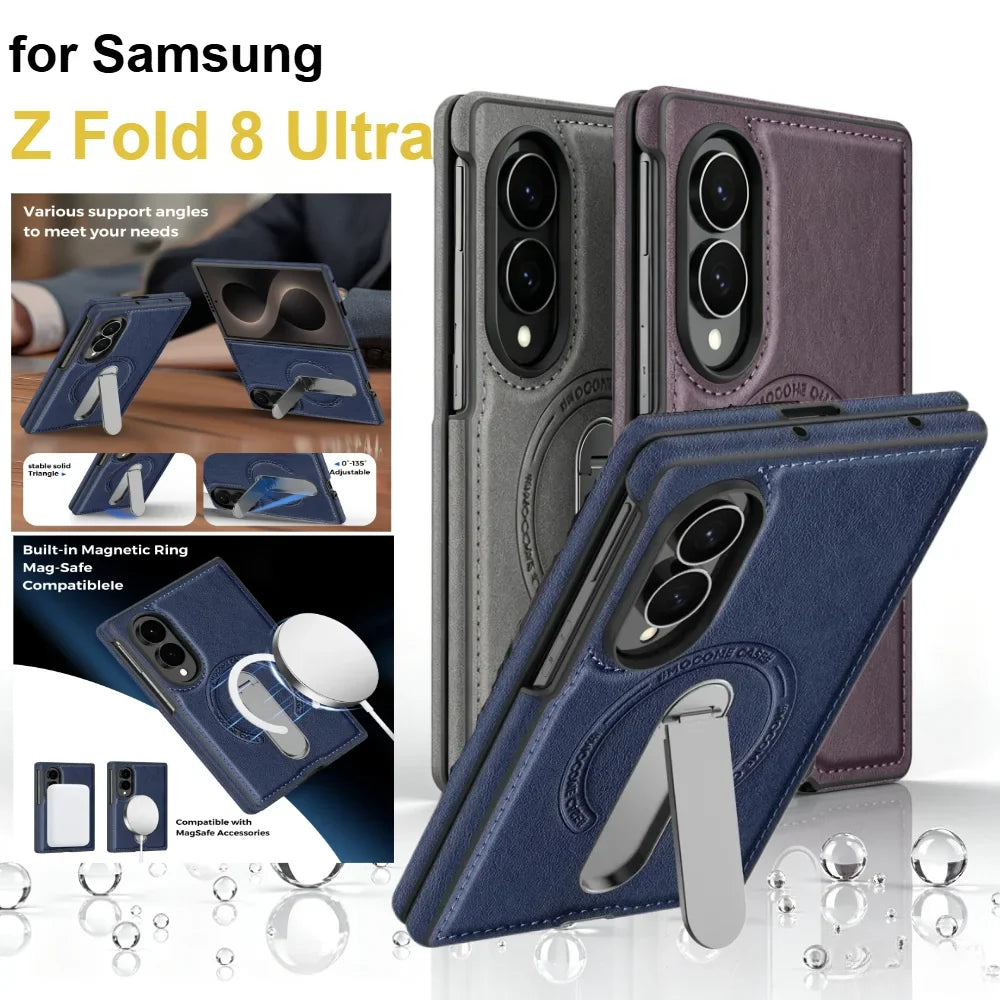 360° Magnetic Leather Stand Case for Galaxy Z Fold 8 Series