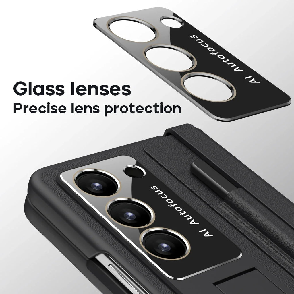 Leather Case With Touch Pen & Kickstand for Samsung Galaxy Z Fold 5