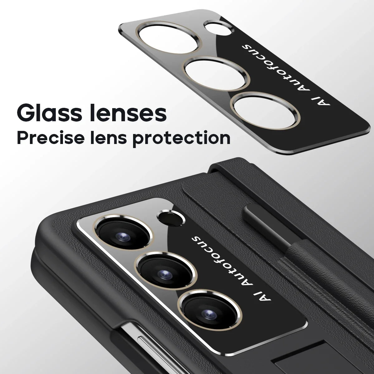 Leather Case With Touch Pen & Kickstand for Samsung Galaxy Z Fold 5
