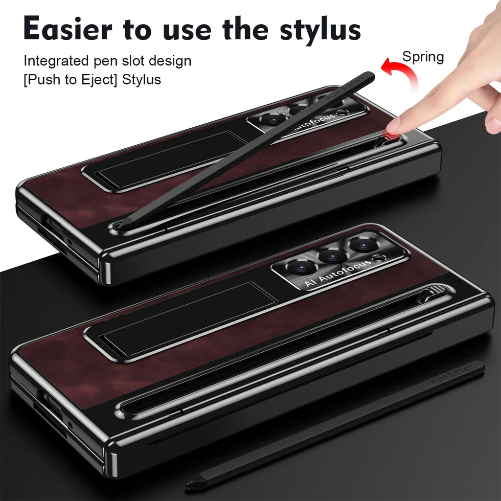 Luxury Leather Stand & Pen Slot Case
