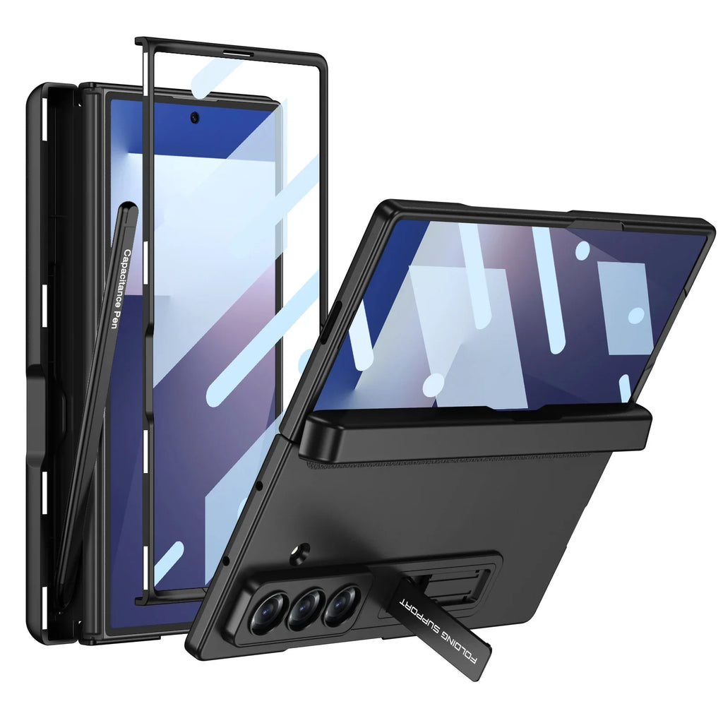 Magnetic Hinge Protective Case with Stand & Pen Holder