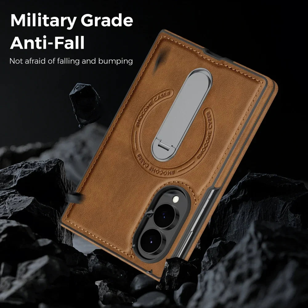 Leather MagSafe Kickstand Case For Galaxy Z Fold Series