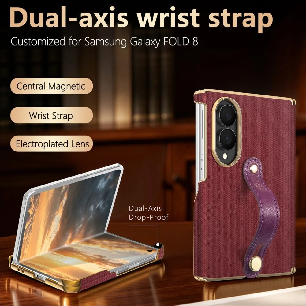 Leather Wrist Strap Case For Galaxy Z Fold
