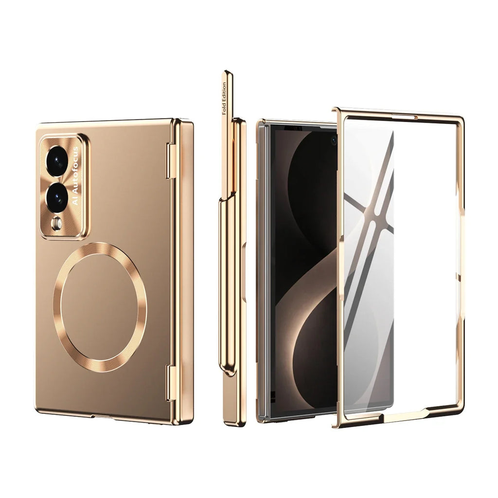 Magnetic Hinge Case with Glass & Stylus For Galaxy Z Fold Series