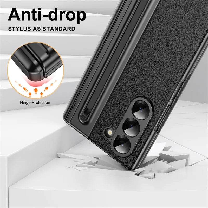 Leather Pen Case with Hinge Protection