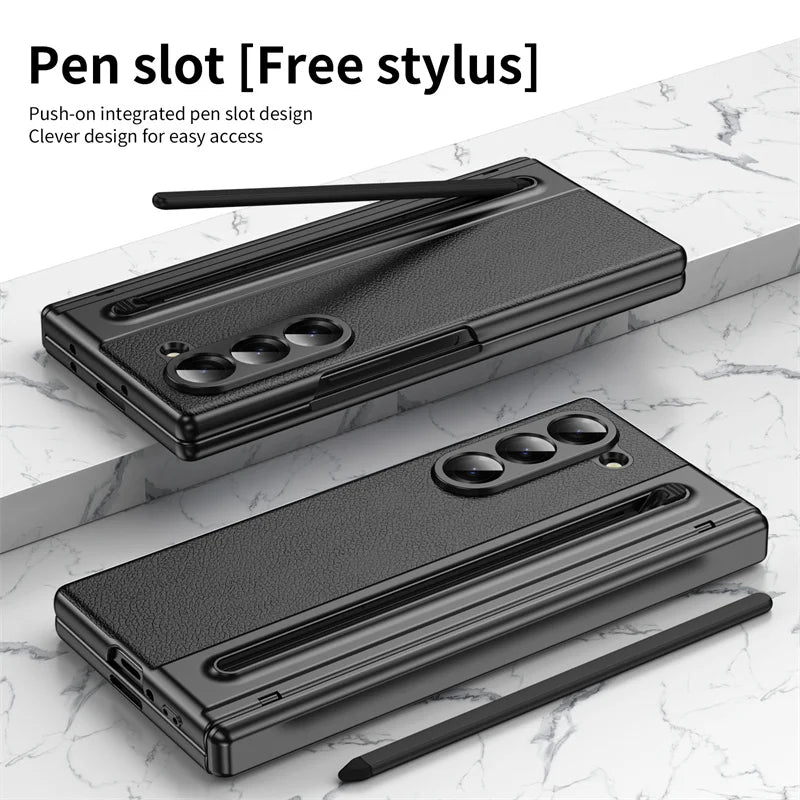 Leather Pen Case with Hinge Protection