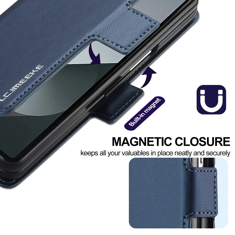 Leather Wallet Case with Card Holder & Kickstand