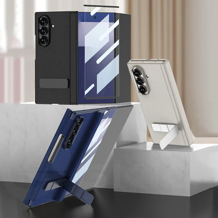 Leather Stand Case With Hinge Protection for Galaxy Z TriFold